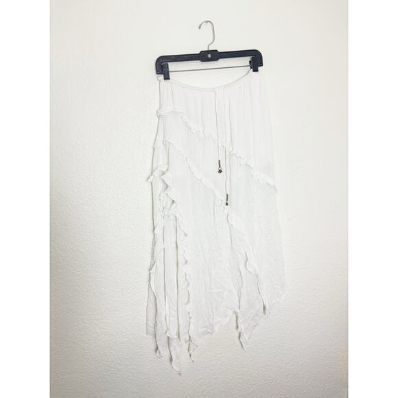 Free People Ambi White Maxi Skirt Size Medium Asymmetrical Hem Boho Fairy - Picture 3 of 13